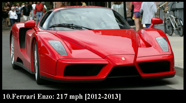 10.Ferrari Enzo 217 mph 2012-2013